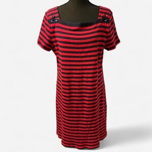 Chaps red and navy square neckline dress Size XL